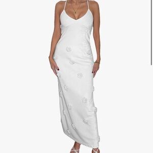 White Bridal Engagement Photo Honeymoon Rose Dress size M